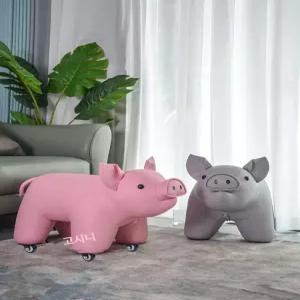 돼지 동물 스툴 실내 거실 원목 신발 벤치 생일 선물