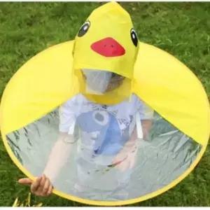 [에이치플러스몰]오리 우비 모자 어린이 우의 접이식 간편한 우산 아동 아기 유아