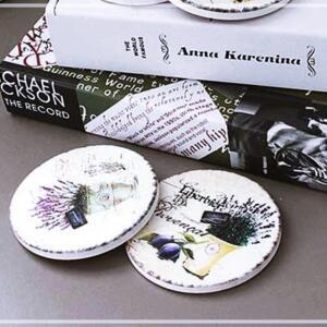 [2개구성] 밀리지않는 코르크 바닥 라벤더 4P세트 티코스터 티코스타 도자기 디저트접시 컵받침 KW1E1F26