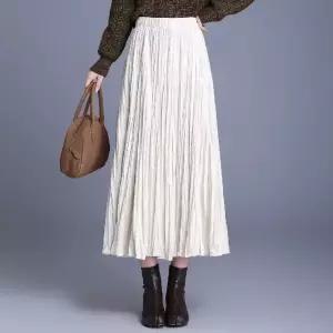 밴널스샵 치마 여친 가을 쉬폰 러플 플리츠 A라인 허리밴딩 슬림핏 벨벳 HO3