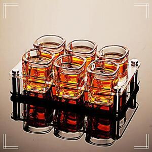 [2개구성] 홈파티 6구 19cm 사각 받침대 양주 샷잔 홀더 아크릴 소주잔 술잔 트레이 NWC35388