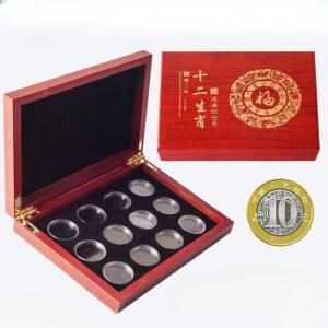 십 신 동전수집케이스 12구 원목 기념 취 옛날 앨범 내부 우드보관함 투명