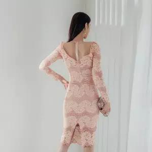 무천도사 여자 여친 스커트 원피스 망사 레이스 매치 키작 시스루 봄가을 슬림 라운드 KKE1