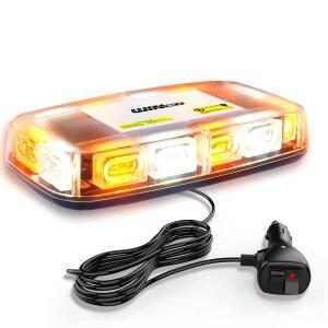 와인코 앰버 화이트 72LED 루프탑 스트로브 조명, 고감도 비상 안전 경고 LED 미니 라이트 바, 12-24V 제설기, 트럭, 건설 차량용 마그네틱 장착