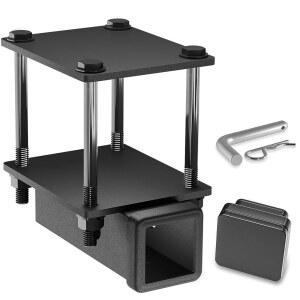 YJONA 견인 히치 2인치, RV 범퍼 리시버 어댑터는 4-4.5인치 빔, 200파운드 텅 무게 용량, 핀 및 커버가 있는 여행 트레일러 리어 범퍼, 캠핑카 자전거 랙 화물 자동차에 적합합니다