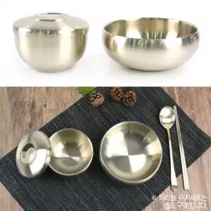 (선택 티타늄 이중합식기 (공기+대접세트) 중국산)티타늄 이중구조 한정식 밥공기 국그릇 세트 1p