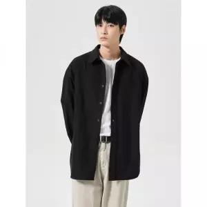 에잇세컨즈 바이오워싱 코튼 옥스포드 셔츠 블랙 418439