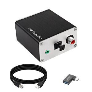 XMSJSIY USB-A /Type-C to 동축 광 토슬링크 SPDIF + 3.5mm AUX 스테레오 오디오 어댑터 USB 디지털 디코더 변환기 외장 사운드 카드 PC 노트북 스마트 TV용