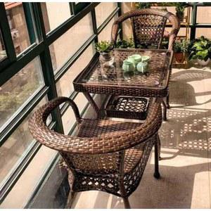 베란다 가구 라탄 2개 테이블 타임 원형 블랙유리 카페 티 의자 커피 등나무 테이블