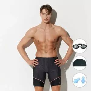 [하프클럽/베이직 엘르]베이직엘르 남성 그레이 5부 사각 골지 실내수영복 B