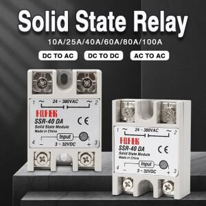 10A SSR 25A 솔리드 스테이트 릴레이 40A 출력 3-32VDC 24-480VAC 220V 단상 DC-AC 방열판