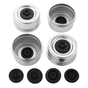 IFYKIM 4 PCS 2.72'' 트레일러 허브 더스트 캡 액슬 그리스 8개 고무 플러그 강철 휠 베어링 대부분의 표준 7000~8000 파운드 보트 덱스터 EZ 윤활유 캠퍼 RV 액슬에 적합