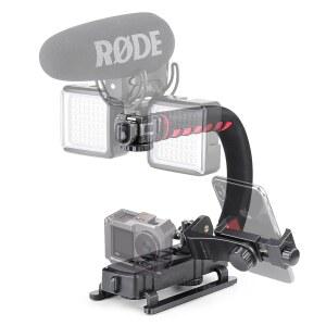 제디오 비디오 핸드헬드 스태빌라이저, 트리플 콜드 슈 핸들 그립, 스마트폰 홀더 360 볼 헤드 마운트, 모든 카메라 스포츠 DSLR 스마트폰과 호환 가능