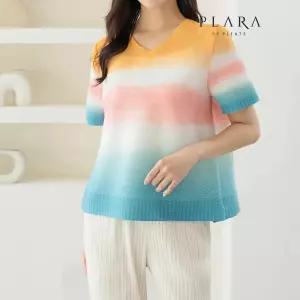 플라라 88까지플리츠유니크패턴블라우스