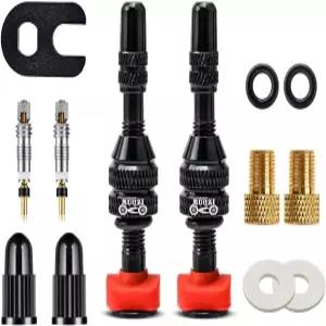 유잉 2PCS 튜브리스 밸브 키트 바이크 프레스타 스템 자전거 어댑터 캡 블랙(40mm)