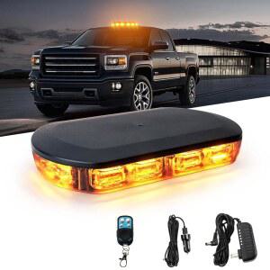 JESTMOTOR 48 LED 마그네틱 스트로브 조명, 무선 리모컨 충전식 옥상 비콘 조명 바, 픽업 트럭, 자동차 및 스노우플로우를 위한 비상 경고 깜박임 (암버)