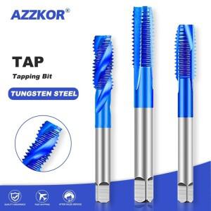AZZKOR 팁 나선형 스트레이트 그루브 탭 M35 코발트 함유 블루 나노 코팅 스테인레스 스틸 특수 공구