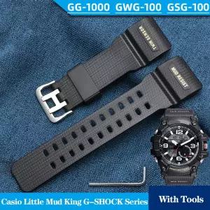 호환  카시오 스몰리틀 머드 킹 G-SHOCK GG-1000 GWG-100 GSG-100 클래식 팔찌 스포츠 시계 밴드용 고무 실