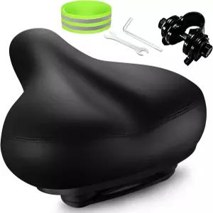 Roguoo 자전거 시트 남성 여성용 와이드 편안한 메모리 폼 땀 방지 필수 안장 - 이중 충격 흡수-최고의