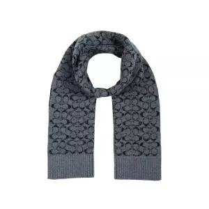 코치 메탈릭 시그니처 니트 머플러 블랙