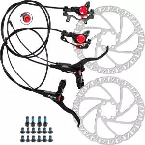 JFOYH Zoom eBike 유압 디스크 브레이크 세트 - 2/3핀 전원 차단 센서 160mm 로터가 장착된 프리 블레드