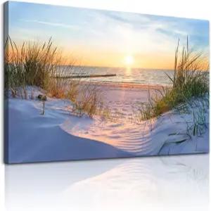 거실용 MHARTK66 벽 장식 대형 캔버스 예술품 침실용 모던 오피스 그림 블루 선 비치 잔디 바다 풍경화