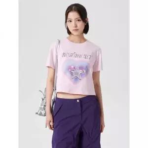 에잇세컨즈 그래픽 반소매 크롭 티셔츠 라이트핑크 164742EY1Y 420950