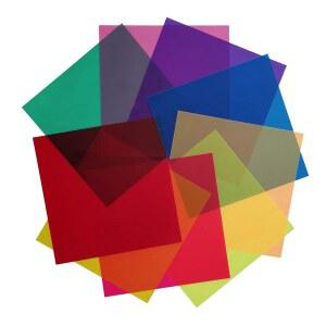 베스트 스타루프 18팩 컬러 젤 오버레이 투명 필름 플라스틱 시트 보정 라이트 필터 시트, 20x20cm, 9가지 다양한 색상 2세트