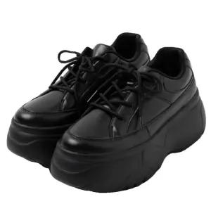 발편한 화이트 블랙 통굽 여자 레더플랫슈즈