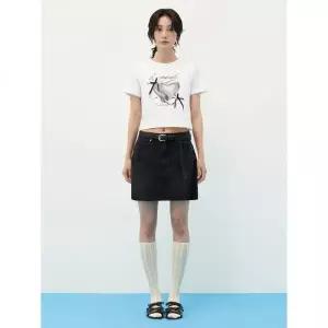 에잇세컨즈 데님 미니스커트 블랙 324727OP85 418383