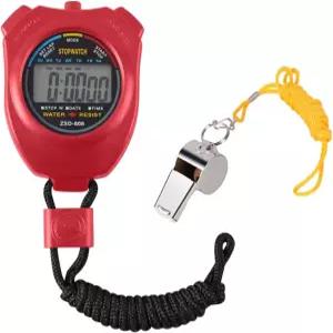 Vicloon 스포츠 스톱워치 타이머 스테인리스 스틸 호루라기가 장착된 프로페셔널 디지털 축구 농구 달리기