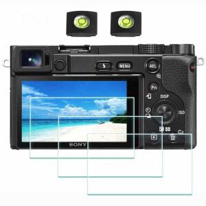 소니 A6600 A6400 A6300 A6100 A6000 [3피스] 및 알파 6600 6400 6300 6000용 핫 슈 커버 9H 경도 강화 유리