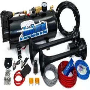 120 PSI 3리터 에어 소스 유닛과 자동차 및 트럭용 2차임 스텔스 블랙 혼이 장착된 12V 2차임벨래스터 혼