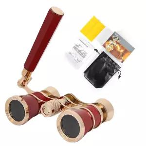 Gegong 미니 쌍안경 망원경, 3X 오페라 쌍안경, 고화질 광학 렌즈 조절 가능한 초점 버튼 및 접이식 스트레
