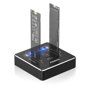 피데코 M.2 NVMe SATA SSD 클로너 독, USB 3.2 Gen 2 X 2, 20Gbps 듀얼 인클로저, 복제기 클로너, 오프라인 클론 지원, UASP 및 트림, 알루미늄 디자인