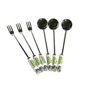 백산 커트러리 1p 티스푼 디저트 포크 꽃 티포크 식기