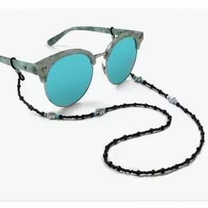 목걸이 꽃무늬 안경소품 블랙 안경줄 마노 마스크걸이 비즈 겸용