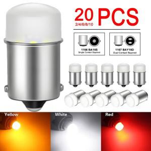 2-20피스 800LM 1156 BA15S BAY15D LED 전구 12V 3014-9SMD 밝은 6500K 흰색 빨간색 노란색 자동차 방향 지