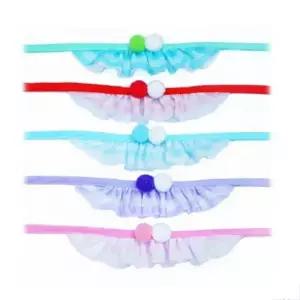 애견스카프 애견 줄무늬 솜방울 스카프 레이스 목도리 색상랜덤