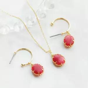 [폭스타일] [귀걸이+목걸이] 파인 젬스톤 세트