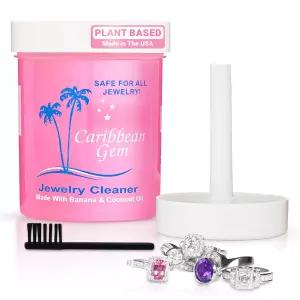 캐리비안 젬 다용도 주얼리 클리너 키트 8온스 클리닝 솔루션 바구니 및 브러시 - 금 은 다이아몬드 반지