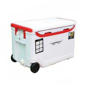 바퀴 달린 아이스박스 갈치 레드 낚시 쿨러 60리터 및 화이트