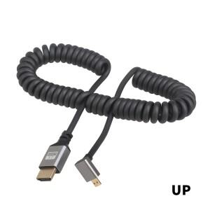 0.5-2.4M 4K60HZ 마이크로 HDMI 호환 코일 확장 유연한 나선형 케이블 남성-남성 플매트 카펫 러그 케이블P