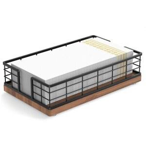 욕실용 위칸 게스트 타월 홀더 트레이, 오크 및 철제 냅킨 파우더룸 식탁용 나무 바구니 일회용 종이 핸드 블랙 & 호두