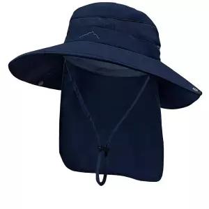 남성용 여성용 햇빛 차단 모자, UP 업F50+ 보호 사파리 목 덮개가 있는 넓은 챙 낚시 해변 하이킹용 버킷