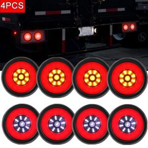 4개 LED 원형 테일 라이트 자동차 신호 램프 트럭 트레일러 브레이크 후방 경고등 24V 마커 정지 후진등