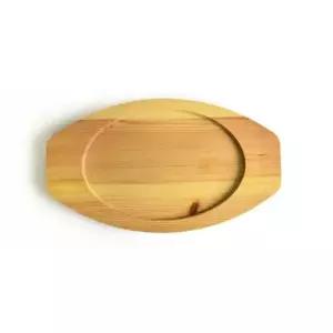 불고기판 주물 타원 그릴팬 양손 스테이크팬용 받침 목판 (대)