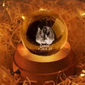 별자리 수정구슬 회전 오르골 멜로디 물병자리 인테리어 LED 상자 필름 음악상자 를위한