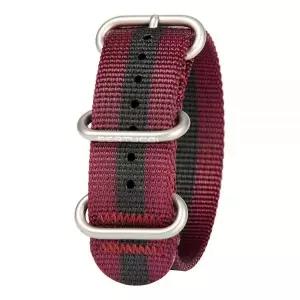 BERTUCCI DX3 B-165 크림슨 블랙 스트라이프 22mm 나일론 시계 밴드, 활성