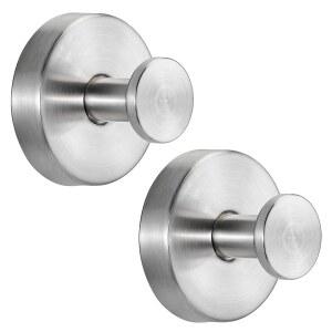 샤워용 무드릴 욕실 후크, 수건, 로브, 벽에 설치 가능한 루프파, 주방, 유리, 거울, 타일 및 매끄럽고 다공성이 없는 표면용 페나스 흡입 컵 후크(2개, 브러시드 니켈)